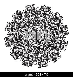 mandala black and white flourish ornamental repeat pattern design element of islamic print template background Stock Vector
