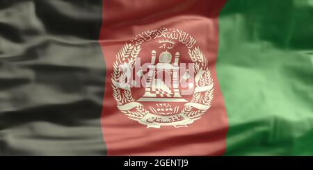 Islamic Republic of Afganistan sign symbol. Afghanistan national flag waving background. Afghani nation country banner. 3d illustration Stock Photo