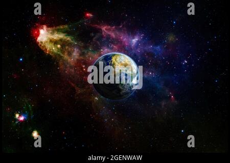 Planet Earth in dark outer space. View of the earth from the moon. Elements of this image furnished by NASA Stock Photo