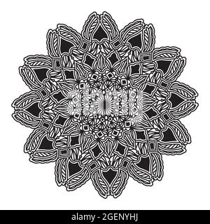 floral mandala texture illustration of ornamental decorative pattern silhouette design of print background Stock Vector