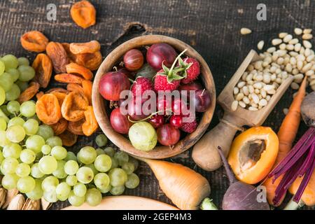 Healthy food as source vitamin K, dietary fiber and other natural minerals Stock Photo