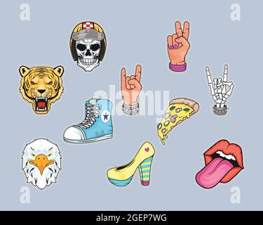 ten patches retro set icons Stock Vector