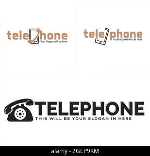 Communication phone analog technology digital logo design Stock Vector