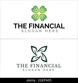 Clover leaf icon logo design nature label organic financial business Stock Vector