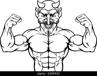 Devil Sports Mascot Cartoon Character Stock Vector