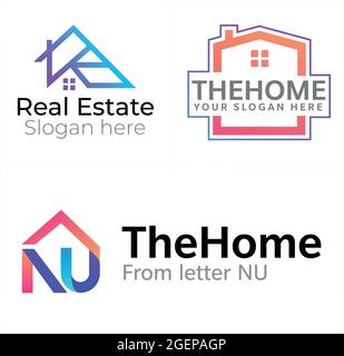 Real estate mortgage building business property residential logo design Stock Vector