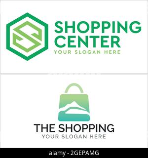 Retail shopping center shop bag logo design Stock Vector
