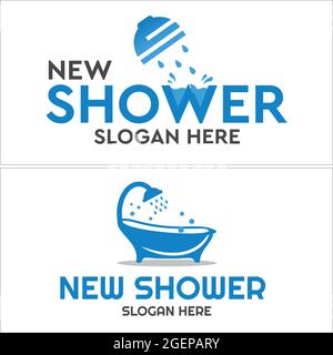 Bathtub shower icon sign vector logo design Stock Vector