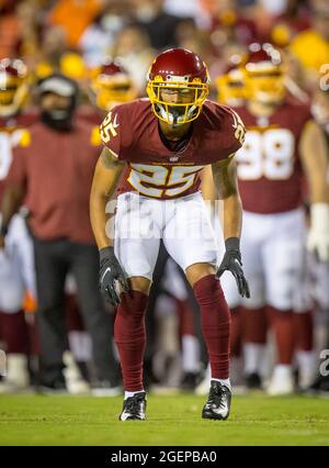 Washington Commanders cornerback Benjamin St-Juste (25) is introduced  before an NFL football game against the Arizona Cardinals, Sunday,  September 10, 2023 in Landover, Maryland. (AP Photo/Daniel Kucin Jr Stock  Photo - Alamy