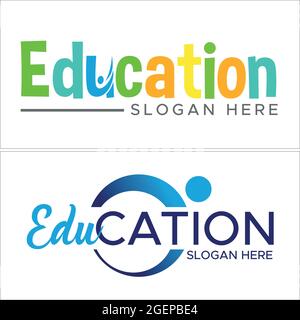 Colorful lettering with people icon vector education logo design  Stock Vector
