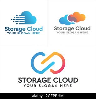 Cloud storage tech logo design Stock Vector