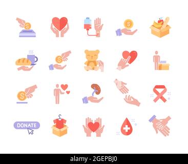 Simple set of Donations and Charity vector line icons Stock Vector