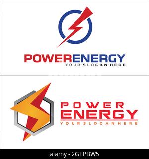 Lightning power icon vector logo design Stock Vector