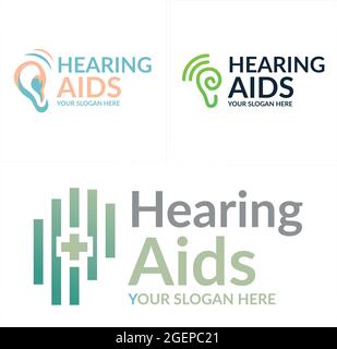 Hearing aid medical logo design Stock Vector