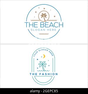 Tree palm beach logo design Stock Vector