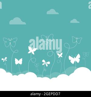 Group of butterflies flying in the sky. Easy editable layered vector illustration. Wild Animals. Stock Vector