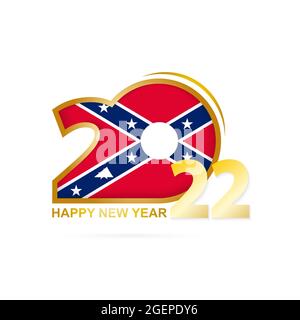 Year 2022 with Confederate Flag pattern. Happy New Year Design. Vector Illustration. Stock Vector