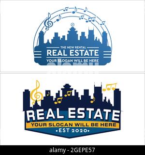 Real estate city urban studio music logo design  Stock Vector