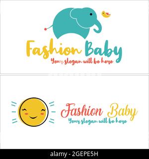 Fashion kids retail baby room logo design Stock Vector