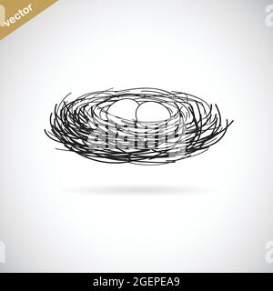 Vector image of an bird's nest on white background Stock Vector