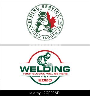 Industrial welding work service logo design Stock Vector