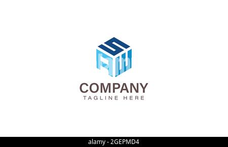 Letter SAW Logo, Three Letter Logo, Alphabet S A W Hexagon Shape Vector Icon Template Stock Vector