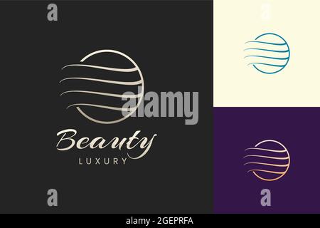 Salon logo template with simple and luxury hair shape Stock Vector