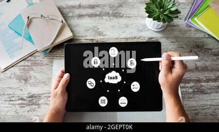 Iaas - infrastructure as a service. Internet and technology concept on screen. Stock Photo