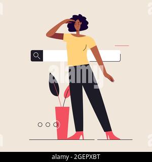 Business flat style outline vector illustration on the subject of search. Editable stroke Stock Vector