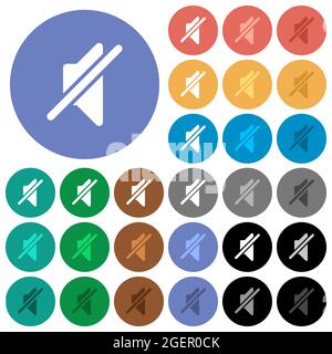 Mute solid multi colored flat icons on round backgrounds. Included white, light and dark icon variations for hover and active status effects, and bonu Stock Vector