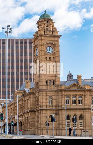 The 1905-06 built General Post Office or GPO in Hobart, Tasmania is a stone clad building of Edwardian Baroque architectural styling Stock Photo