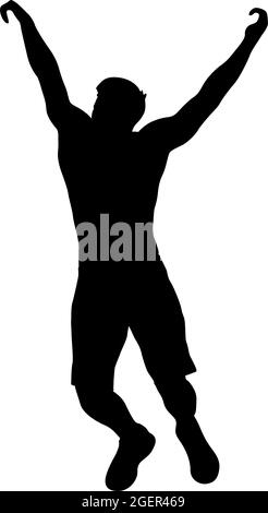 Silhouette of a pull up workout steps on a white background. Stock Vector