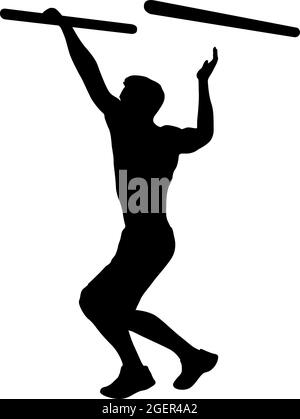 Silhouette of a pull up workout steps on a white background. Stock Vector