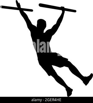 Silhouette of a pull up workout steps on a white background. Stock Vector