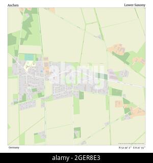 Aschen, Germany, Lower Saxony, N 52 39' 2'', E 8 21' 55'', map, Timeless Map published in 2021. Travelers, explorers and adventurers like Florence Nightingale, David Livingstone, Ernest Shackleton, Lewis and Clark and Sherlock Holmes relied on maps to plan travels to the world's most remote corners, Timeless Maps is mapping most locations on the globe, showing the achievement of great dreams Stock Photo