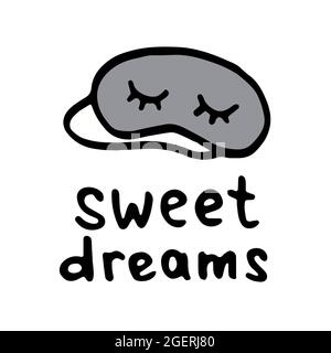 Sleeping mask icon in doodle style. Hand drawn symbol of accessory for relax. Cartoon print isolated on white background Stock Vector
