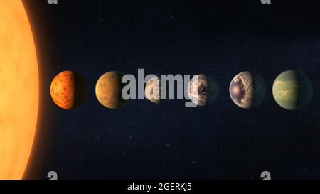Different planets with big Sun in outer space. Elements of this image furnished by NASA. Stock Photo