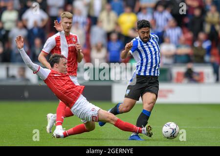 Rotherham, UK. 21st Aug, 2021. Massimo Luongo #21 of Sheffield Wednesday starts an attacking move in Rotherham, United Kingdom on 8/21/2021. (Photo by Simon Whitehead/News Images/Sipa USA) Credit: Sipa USA/Alamy Live News Stock Photo