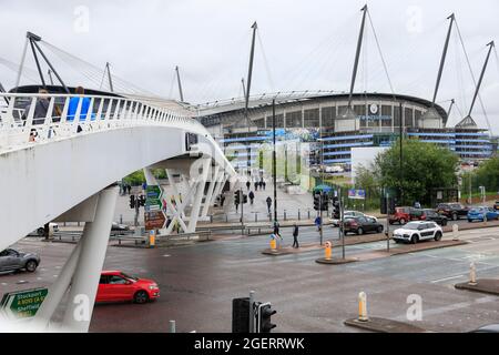 Manchester, UK. 21st Aug, 2021. External view of the Etihad Stadium in Manchester, United Kingdom on 8/21/2021. (Photo by Conor Molloy/News Images/Sipa USA) Credit: Sipa USA/Alamy Live News Stock Photo