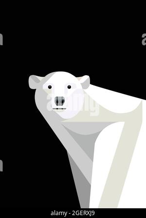 Adult polar bear vector isolated. Northern arctic animal. Hypercarnivorous bear or Ursus maritimus. Stock Vector