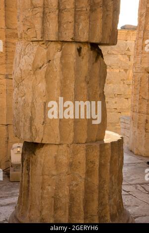 details of the construction of the columns of Acropolis in Athens in Greece Stock Photo