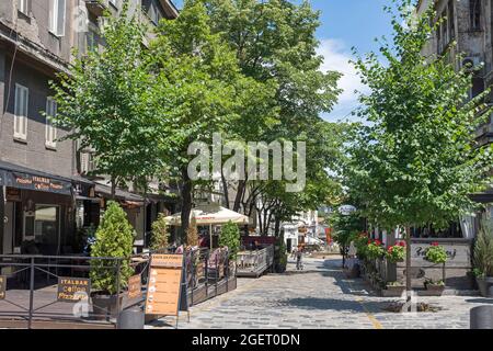 Belgrade, Serbia - July 5, 2021: Skadarlija Boem street at summer day in Belgrade, Serbia. Stock Photo