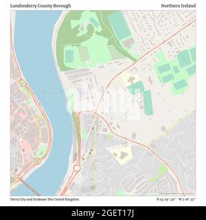 Londonderry County Borough, Derry City and Strabane, United Kingdom, Northern Ireland, N 54 59' 49'', W 7 18' 33'', map, Timeless Map published in 2021. Travelers, explorers and adventurers like Florence Nightingale, David Livingstone, Ernest Shackleton, Lewis and Clark and Sherlock Holmes relied on maps to plan travels to the world's most remote corners, Timeless Maps is mapping most locations on the globe, showing the achievement of great dreams Stock Photo