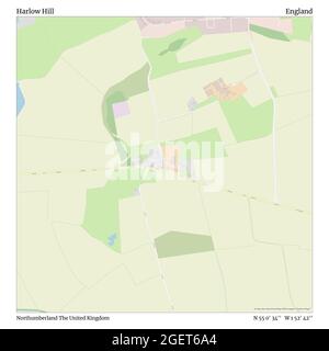 Harlow Hill, Northumberland, United Kingdom, England, N 55 0' 34'', W 1 52' 42'', map, Timeless Map published in 2021. Travelers, explorers and adventurers like Florence Nightingale, David Livingstone, Ernest Shackleton, Lewis and Clark and Sherlock Holmes relied on maps to plan travels to the world's most remote corners, Timeless Maps is mapping most locations on the globe, showing the achievement of great dreams Stock Photo