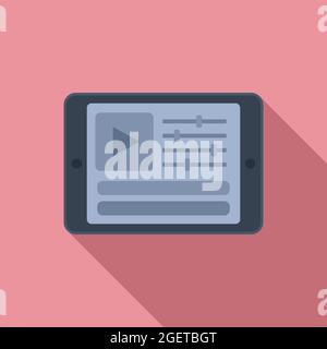 Tablet video edit icon flat vector. Film editor Stock Vector