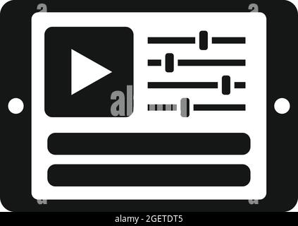 Tablet video edit icon simple vector. Film editor Stock Vector