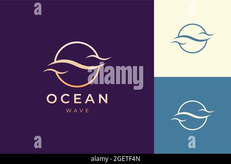 Luxury sea wave logo template in simple and clean shape Stock Vector