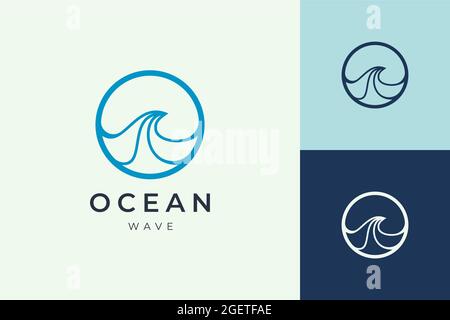 Water front or coast logo template in circle sea wave shape Stock Vector