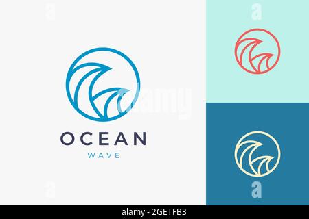 Surf or beach logo template in circle sea wave shape Stock Vector Image ...