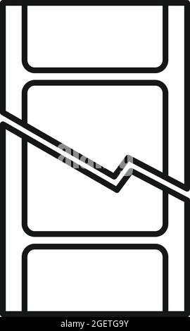 Clipped film icon outline vector. Cut video Stock Vector